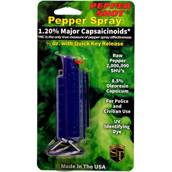 Pepper Shot 1.2% MC 1/2 oz Pepper Spray Hard Case Belt Clip and Quick Release Key Chain - Image 7