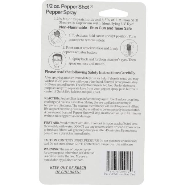 Pepper Shot 1.2% MC 1/2 oz Pepper Spray Hard Case Belt Clip and Quick Release Key Chain - Image 12