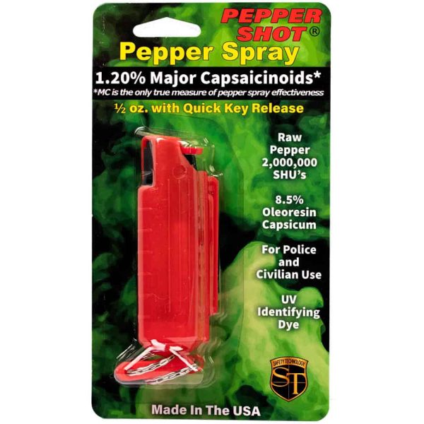 Pepper Shot 1.2% MC 1/2 oz Pepper Spray Hard Case Belt Clip and Quick Release Key Chain - Image 15
