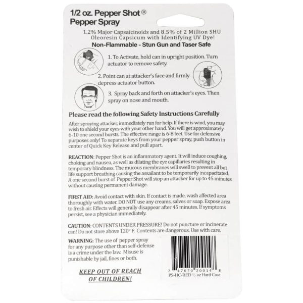 Pepper Shot 1.2% MC 1/2 oz Pepper Spray Hard Case Belt Clip and Quick Release Key Chain - Image 16